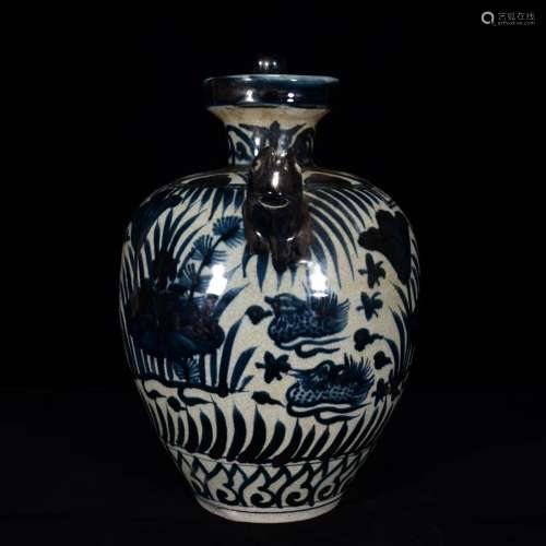 Blue and white yang grain cracked pot of 34 years * 23 m