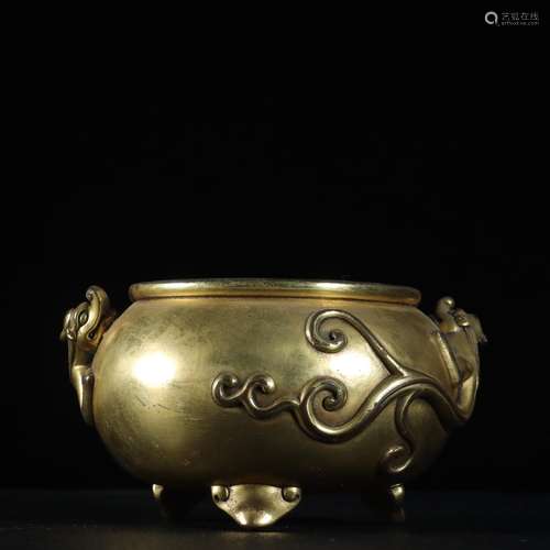 Copper and gold beast grain incense burnerSpecification: hig...