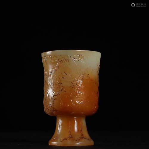 Hetian jade therefore dragon cupSpecification: high/diameter...