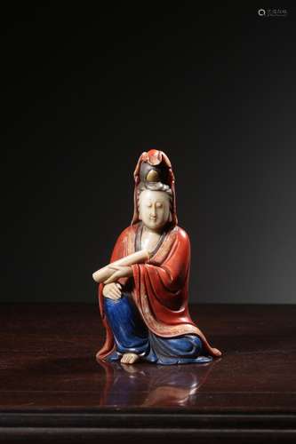 淸 shoushan stone add guanyin caveSize: 13 cm high, 8 cm wid...