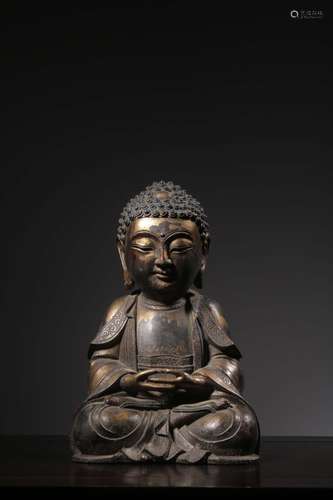 Copper Buddha had caveSize: 23 cm high, 15.5 cm long, 13.1 c...