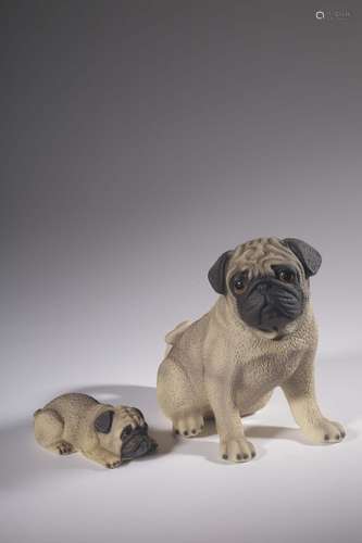 A pair of bionic porcelain dogSize: 19.5 cm high, 20.2 cm lo...