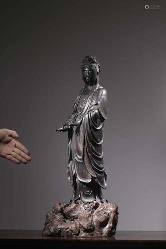 Lobular rosewood device net silver bottle guanyin furnishing...