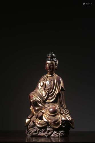 Fetal lacquer wood comfortable guanyin cave of goldSize: 24....