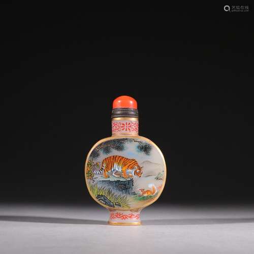 Old feeder painting color tiger mountain snuff bottlesSpecif...