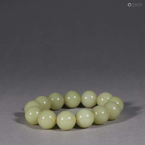 Hetian topaz hand round bead stringSize: bead diameter 1.6 c...