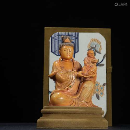 Shoushan stone Zi guanyin furnishing articlesSpecification: ...