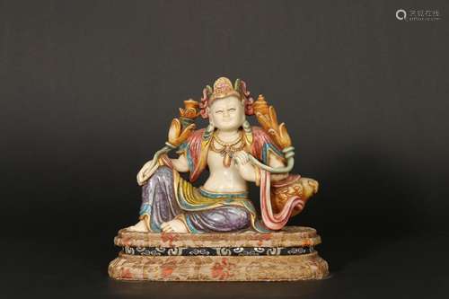 - furong stone add lotus "guanyin" furnishing arti...