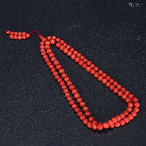 Old coral round pearl necklaceSpecification: bead diameter 0...