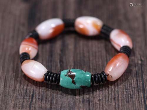 turquoise barrel bead south red agate string.Specification: ...