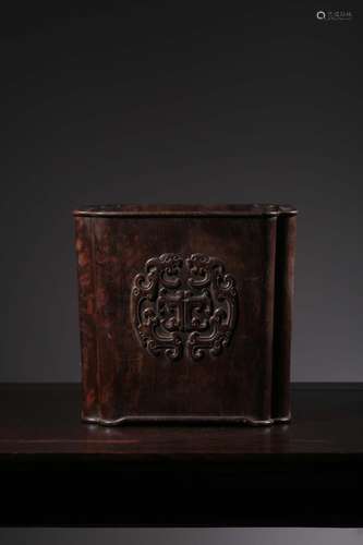 Red rosewood carving kwai synchronized to four pen container...