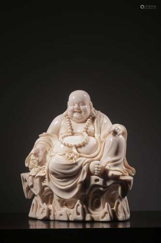 "He Chaozong" dehua white porcelain maitreya furni...