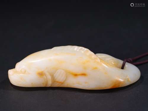 Hetian jade jade pieces of fish.Specification: 12.82 cm wide...