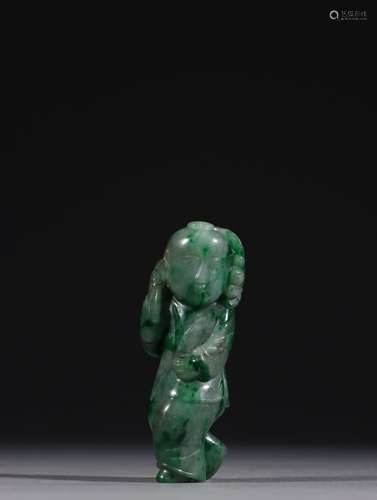 The lad jade lotus leaf carvings.Specification: high 6.8 cm ...