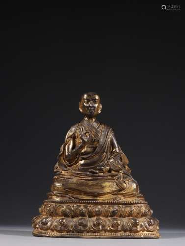 Copper and gold guru's statue.Specification: 18 cm high ...