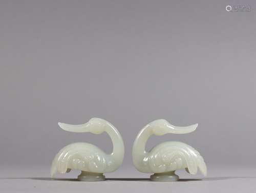 Hetian jade seed makings goose shaped buckles a pair.Specifi...