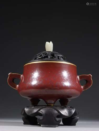 Porcelain body ruby red glaze ears aroma stove.Specification...