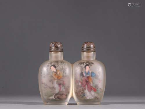 Old coloured glaze ladies double snuff bottlesSpecification:...