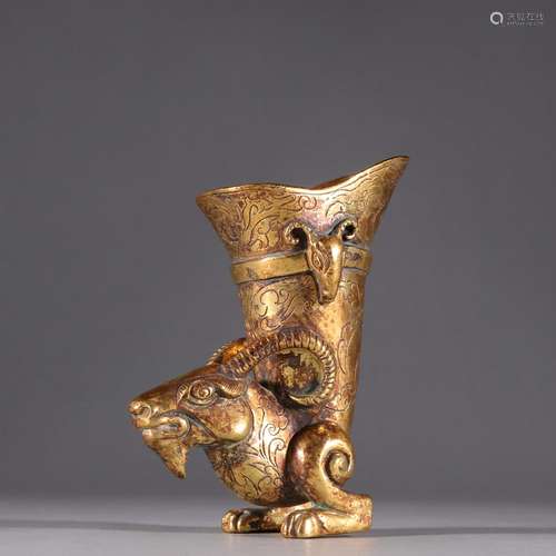 Copper and gold claw cupSpecification: high 12.7 8.2 6 cm th...