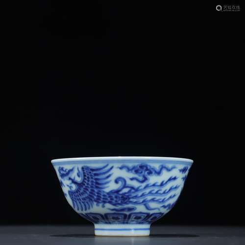 Blue and white phoenix grain dishesSpecification: high/diame...