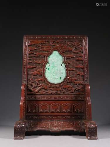 Late annatto embedded jade screen furnishing articles.Specif...