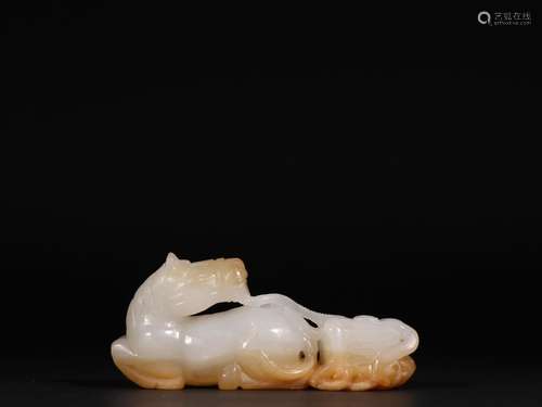 Hetian jade carving a horse.Specification: high 4 cm long an...