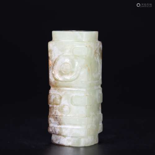 Liangzhu culture, jade congSize 1.6 cm diameter 4.5 cm high ...