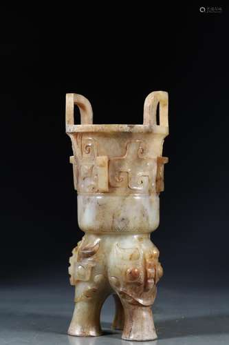 , three-legged tripod hetian jade beast grain.Specification:...