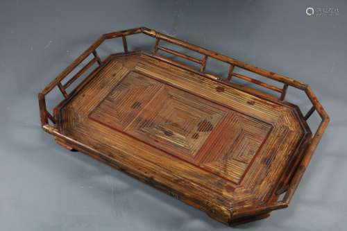 The mottled bamboo tea tray.Specification: length 33.5 cm wi...