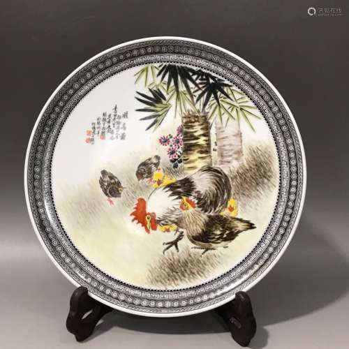 50 s new pastel painting chicken dish, 22 cm in diameter, th...