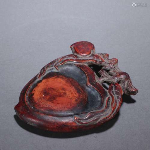 - Yang Rugu pine marble peach form inkstone.Specification: 2...