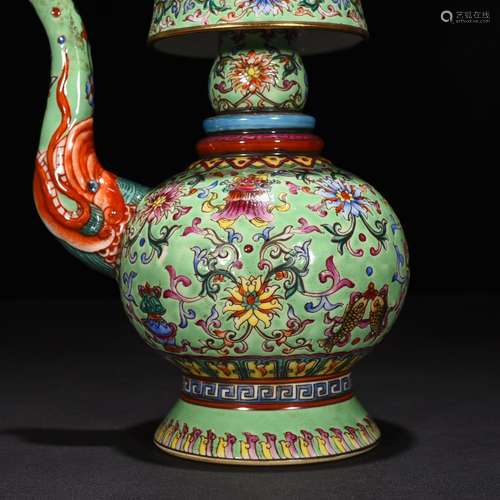 Green glaze enamel lotus tower sweet grain kwok-bun 20 * 14 ...