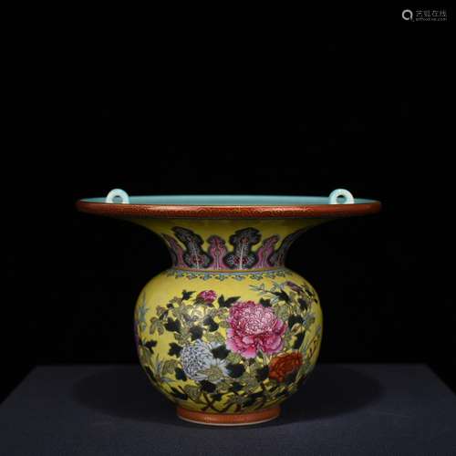 To pastel yellow peony flower grain slag bucket antique anti...