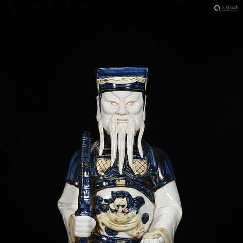 Blue and white mammon Zhao Gongwu mammon 44 * 12 cm