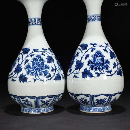 Blue and white tie peony lines okho spring bottle of 28 * 14...