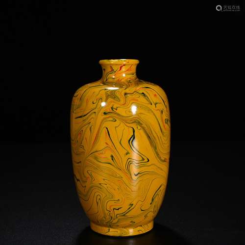 Yellow glaze twisted glaze plum bottle 18 * 9 cm