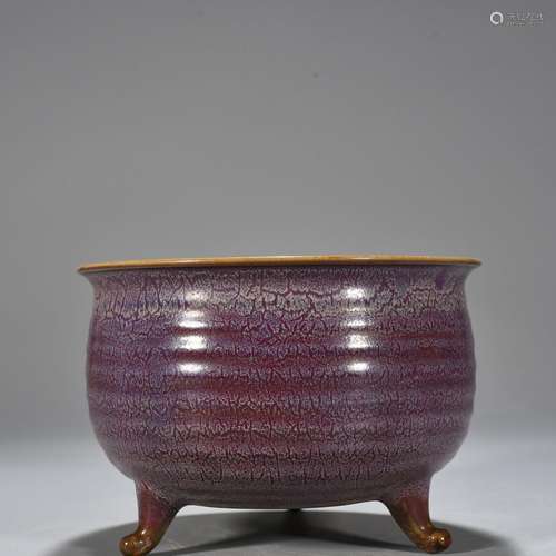 Pa kiln red glaze dazzle grain three-legged furnace 12 * 19 ...