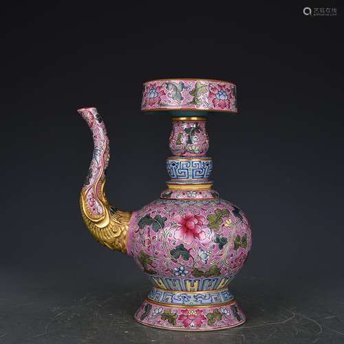 The pink enamel colors branch grain kwok-bun the pot of flow...