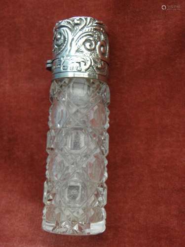 Silver & Cut Glass Purfume Bottle Birm 1899