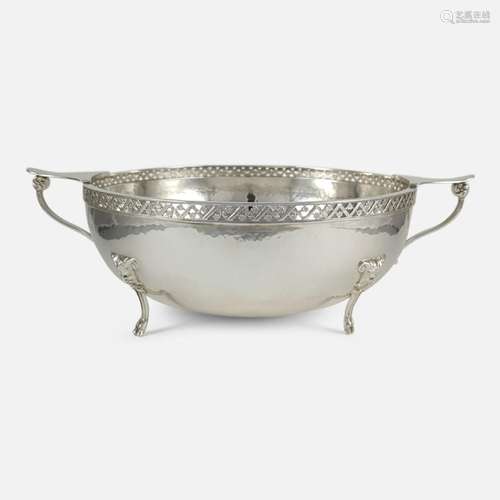 George V Sterling Silver Hammered Two Handled Bowl, London 1...