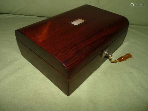 Inlaid Rosewood Jewellery Box. Original Tray. C1875