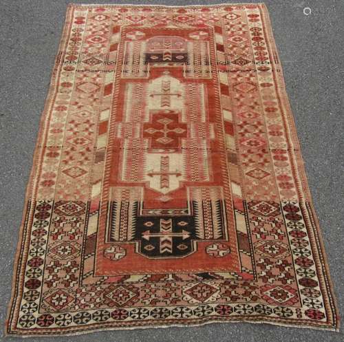 Fine Old Turkish Milas Village Rug Of Caucasian Design. Abra...