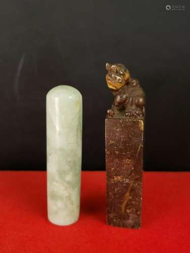 Carved Oriental Chinese Soapstone Blank Stamp Foodog Figurin...