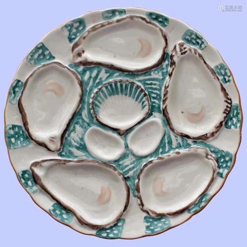 Antique French Haviland Limoges Green Oyster Plate (1877)