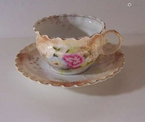 Victorian Hand Painted Cup & Saucer