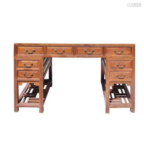 Chinese Rough Brown Wood Editor Office Writing Desk Table cs...