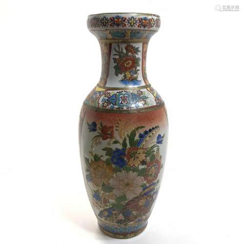 Antique Chinese Hand Painted Porcelain 10” Vase