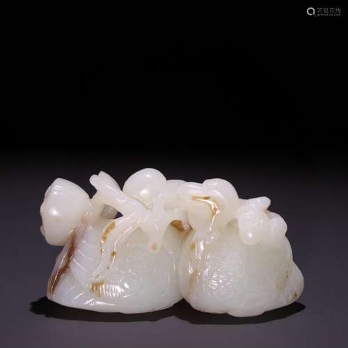 Hetian jade double goose furnishing articlesSpecification: h...