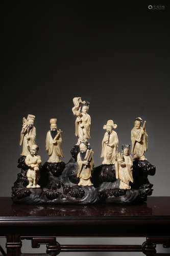 Shou stone carving the eight immortals person furnishing art...