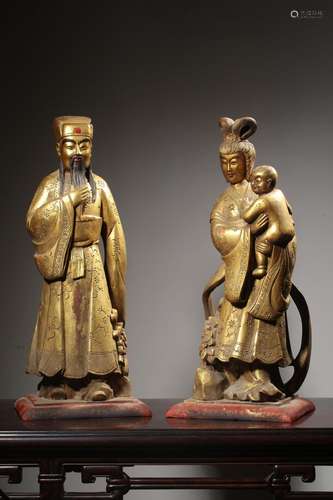 Camphor wood paint gold cheongwan Zi empress stands resemble...